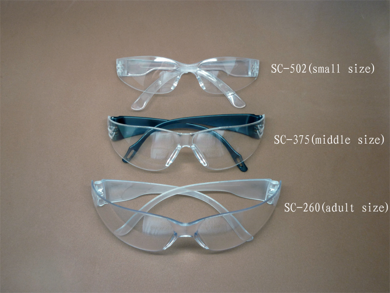 Three size economical safety glasses